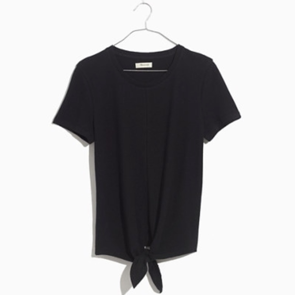 Madewell Tops - Madewell Modern Tie Front Tee - NWT, black, XS